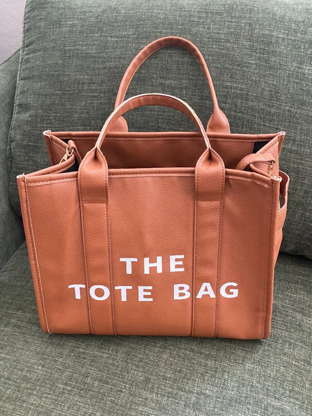 The Tote Bag Marc Jacobs Inspired Vegan Leather Tote Camel Crossbody Satchel - Picture 2 of 15